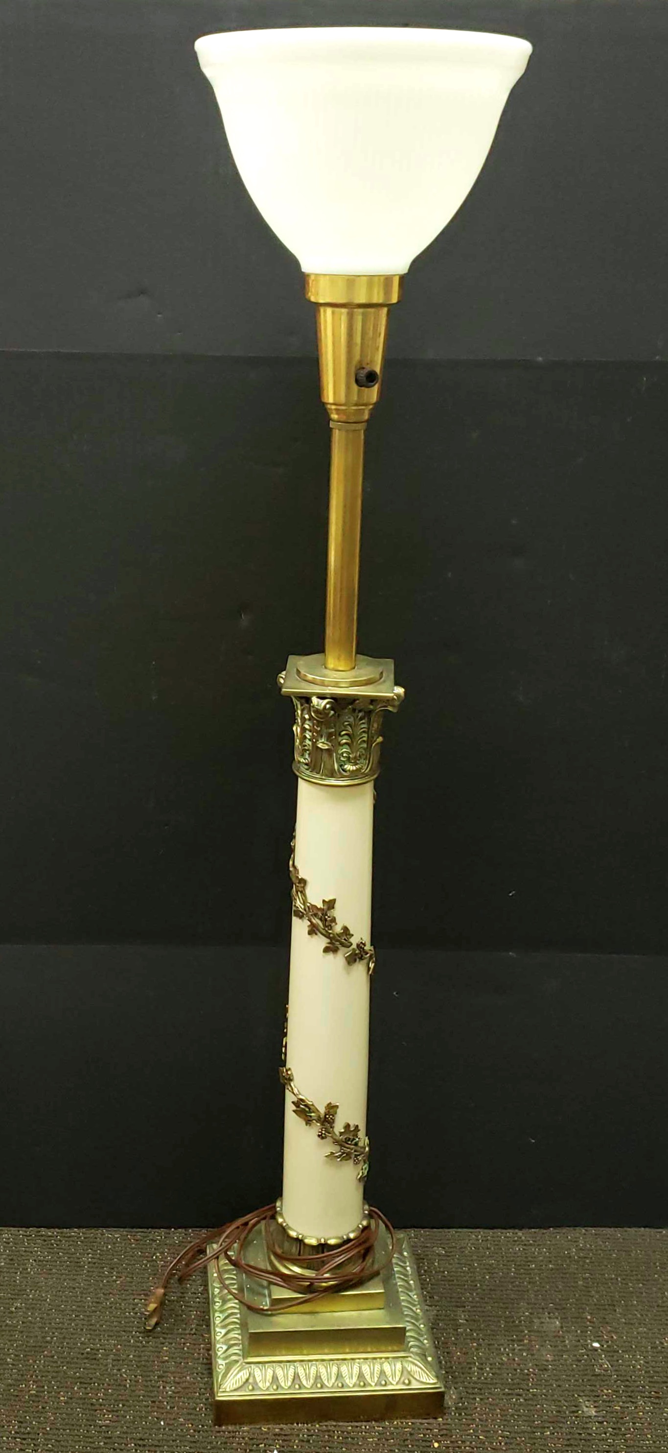 Stiffel Table Lamp Brass Heavy Mid Century 32 Tall Floral Design