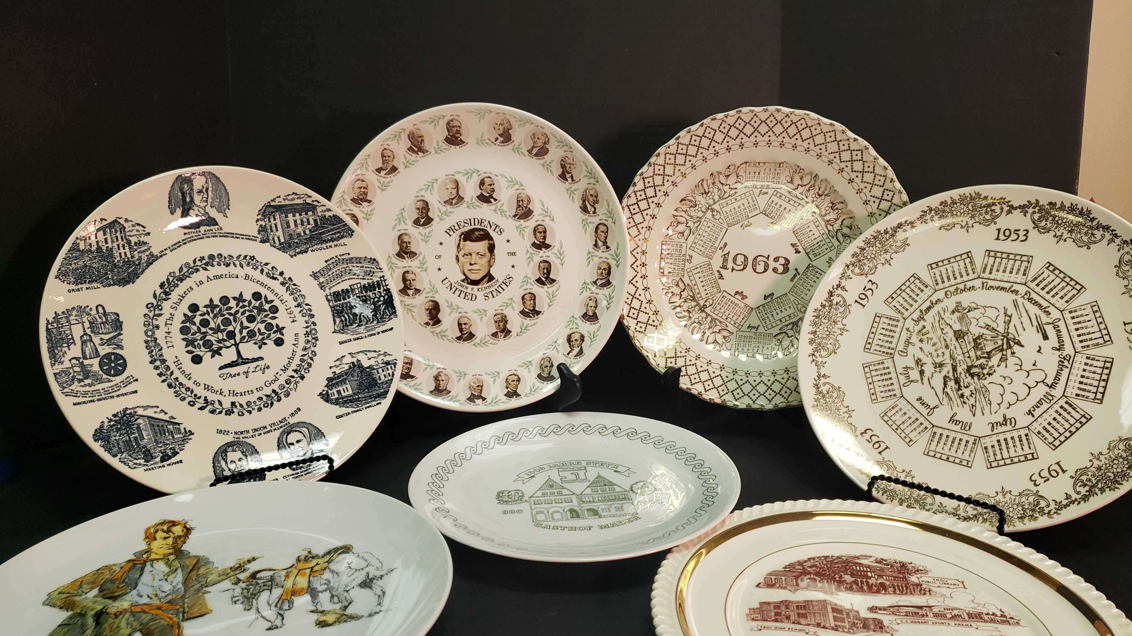 7 Collectible Plates-- Includes Bicentennial And Presidential Plates