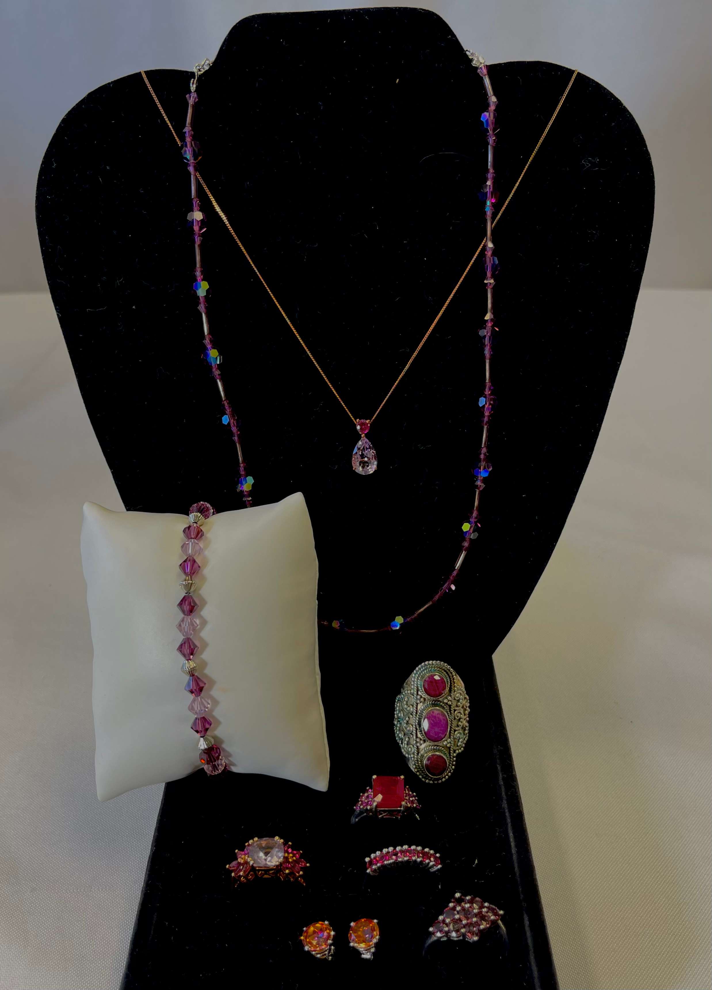 Purple Gemstone, Crystals, and Sterling Silver