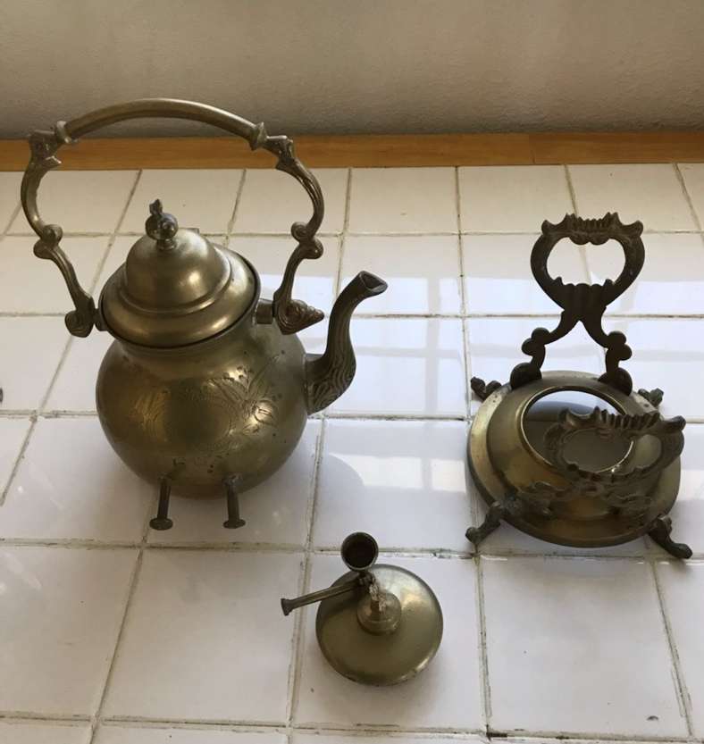 Vintage Brass Teapot Pitcher Antique & Burner Unique Rare Old Eastern