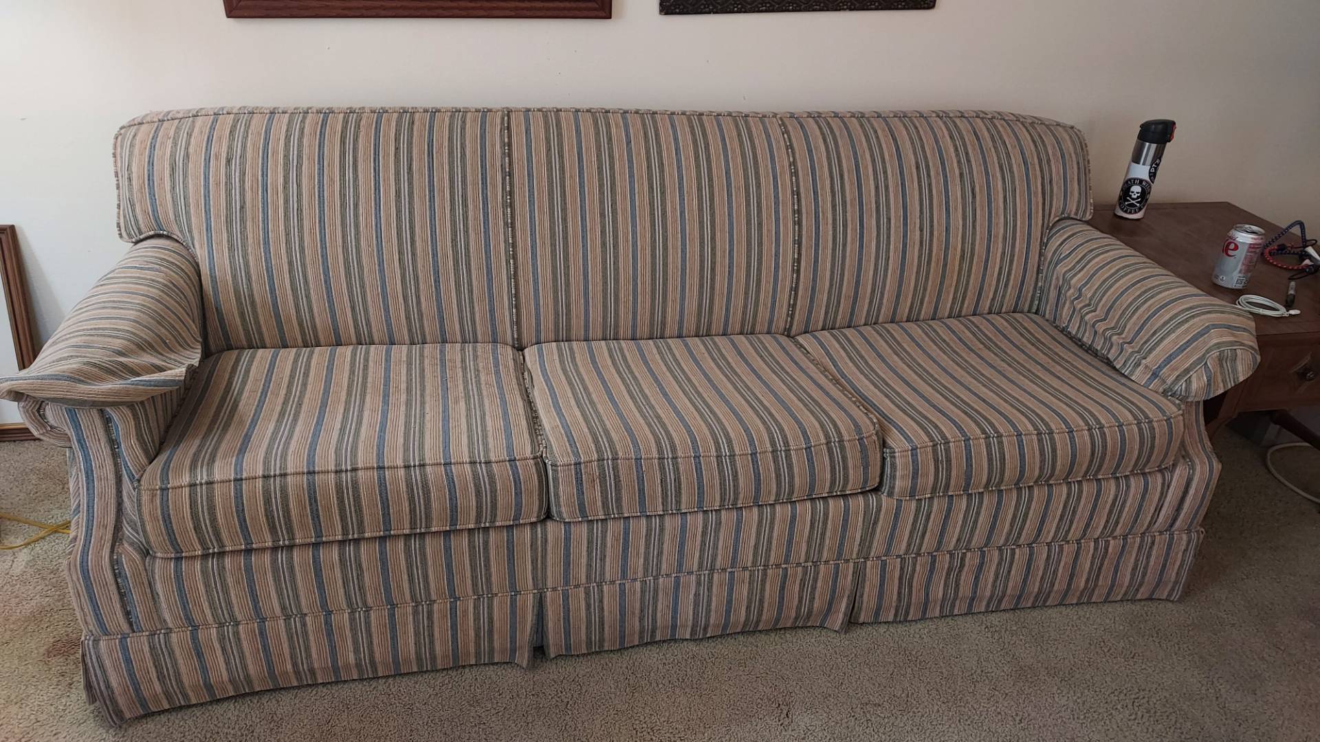 Sleeper Sofa Slipcover in Ticking Stripe
