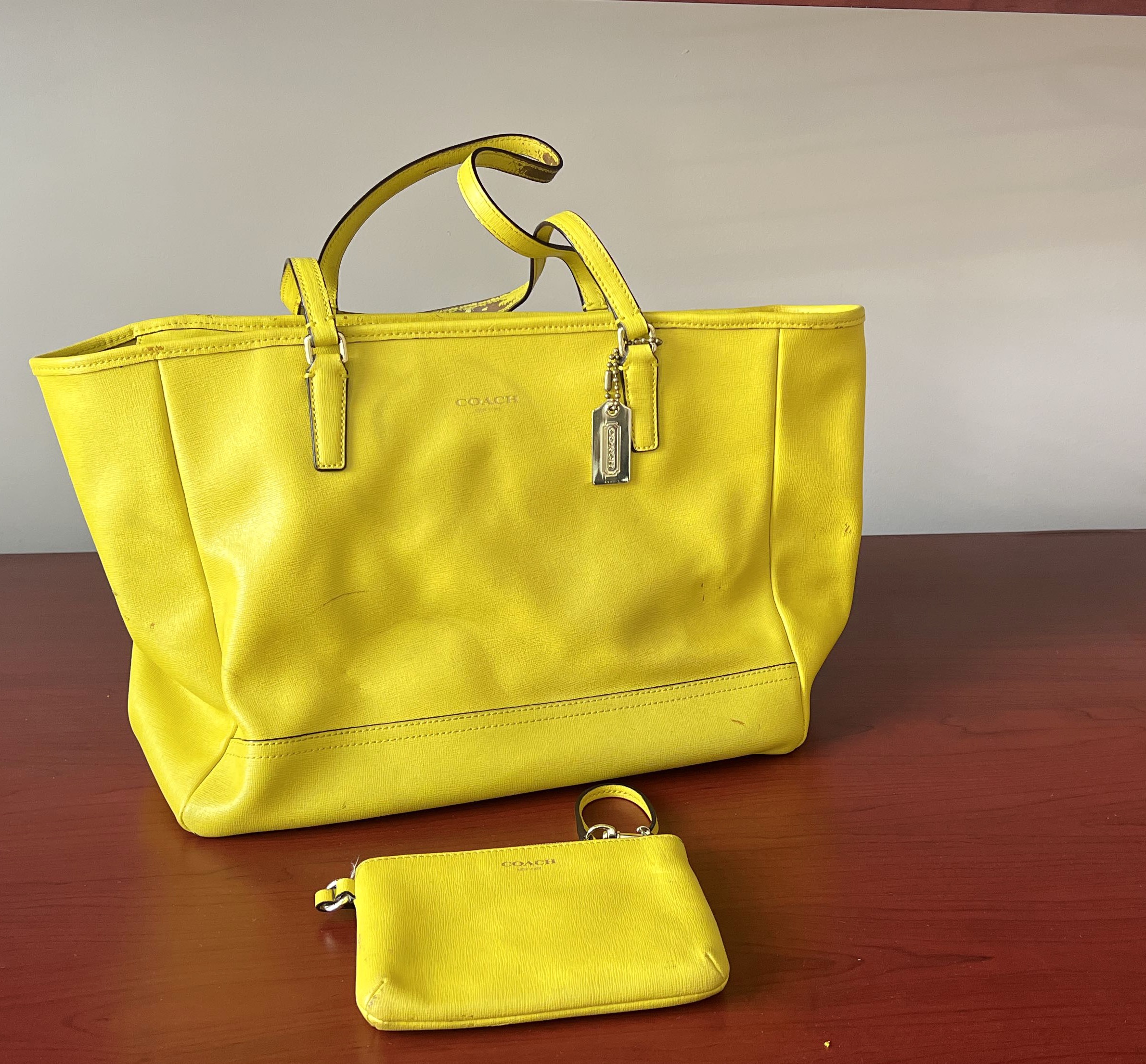 Coach yellow best sale tote bag