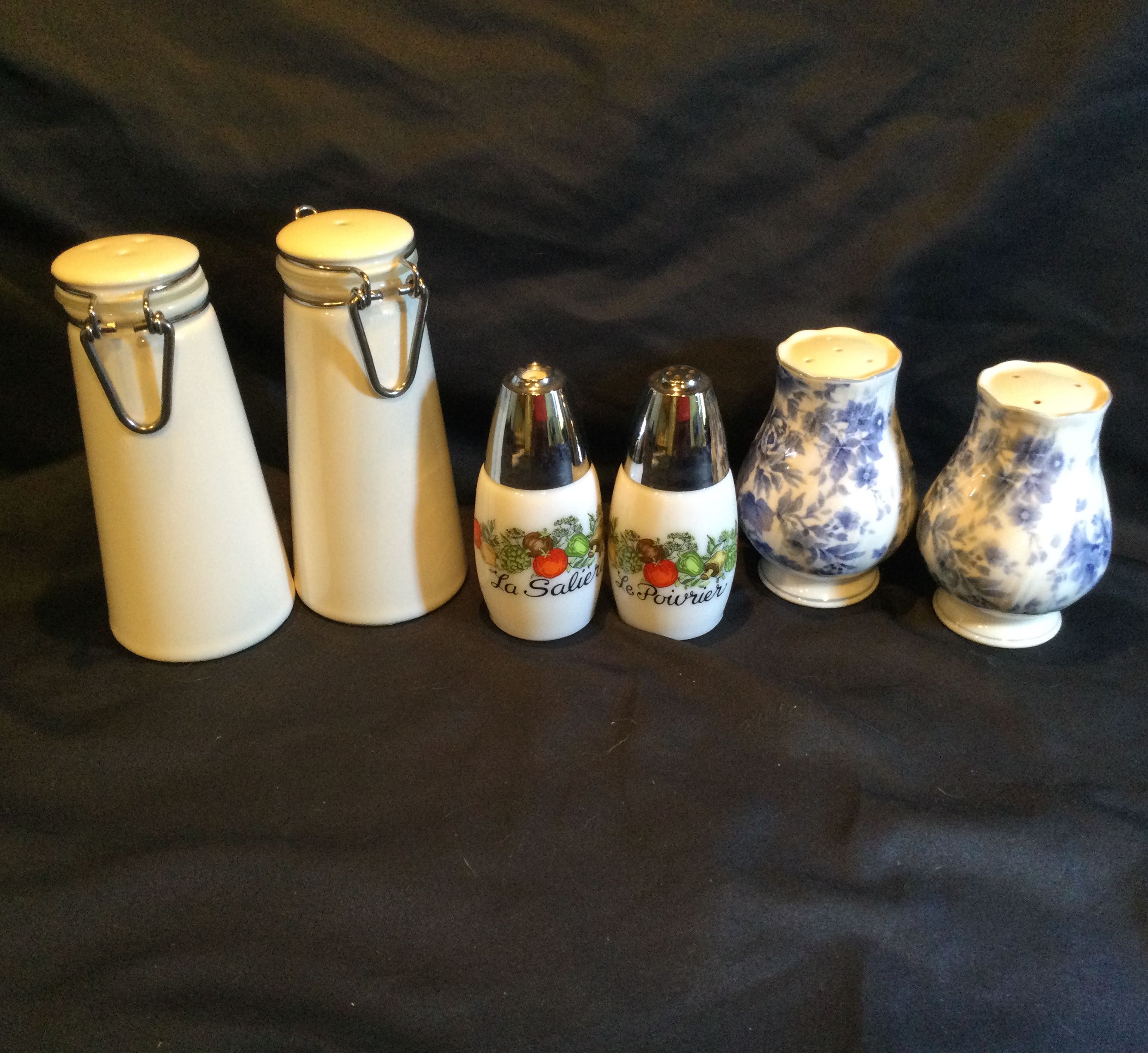 Assorted Optic Pattern Salt / Pepper Shakers, Lot Of