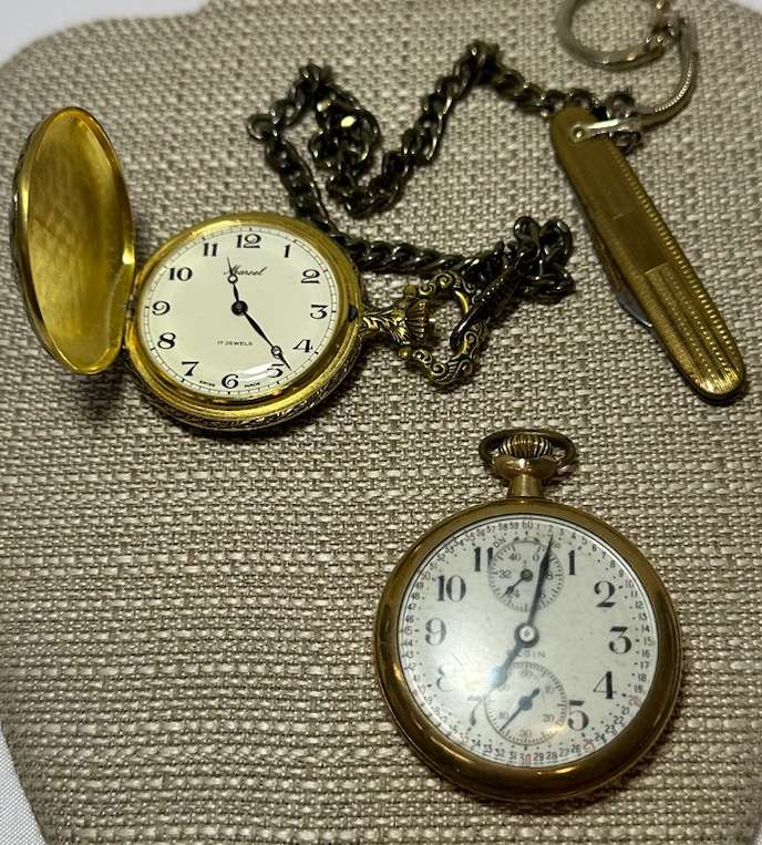 Elgin pocket shop watch with knife