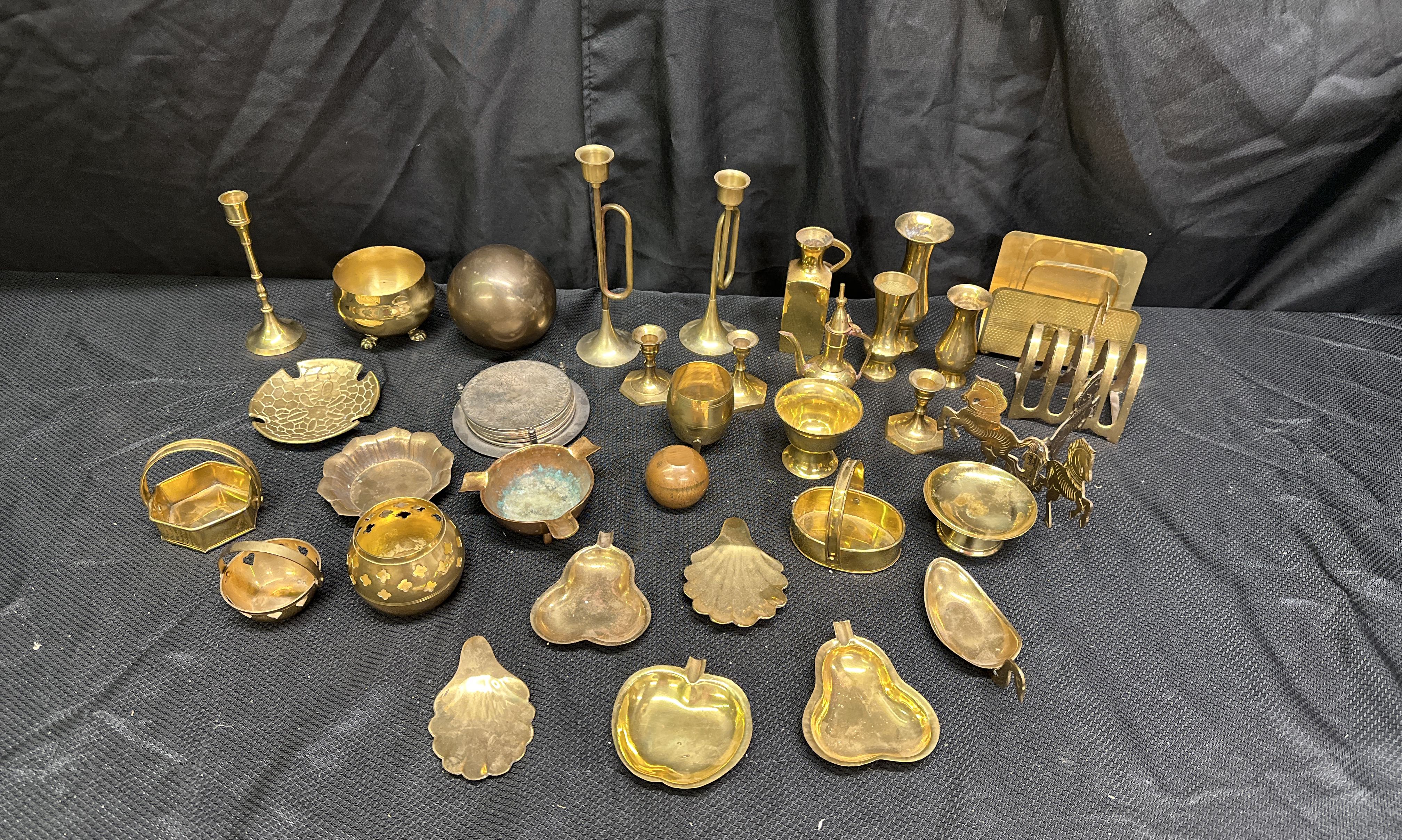Tall golden brass étagères – Turquoise's Treasures