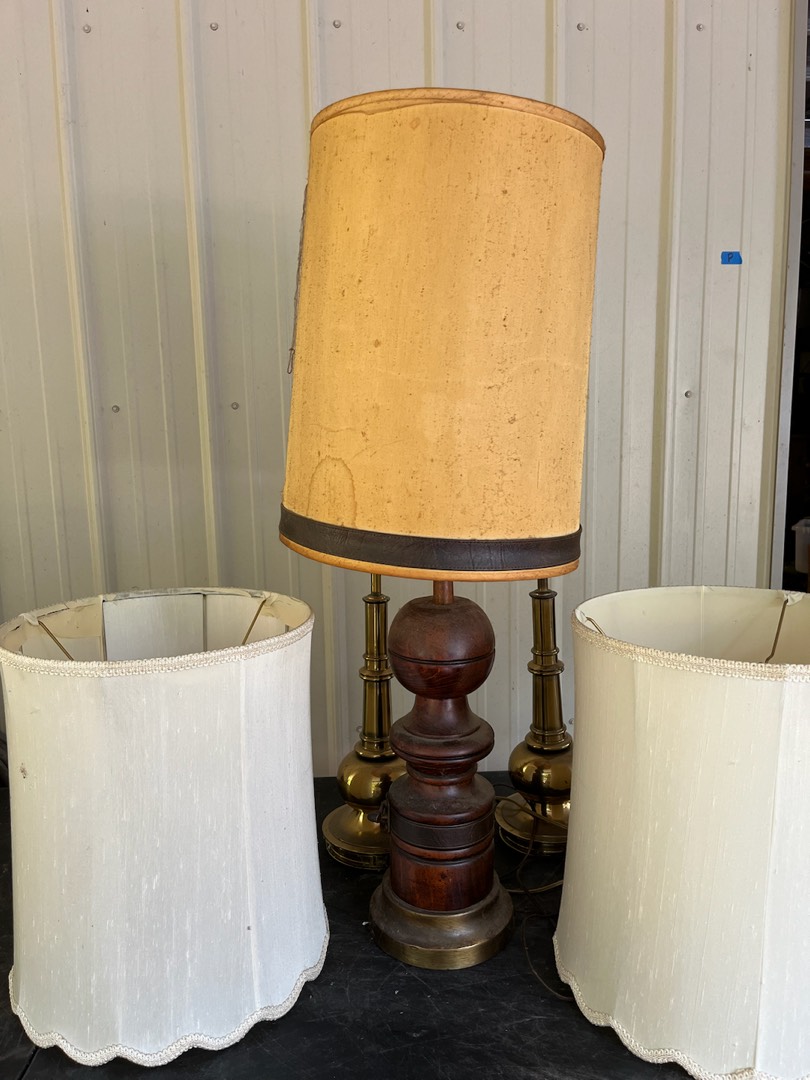 Two Light Gas Chandelier with Original Round Shades - Appleton Antique  Lighting