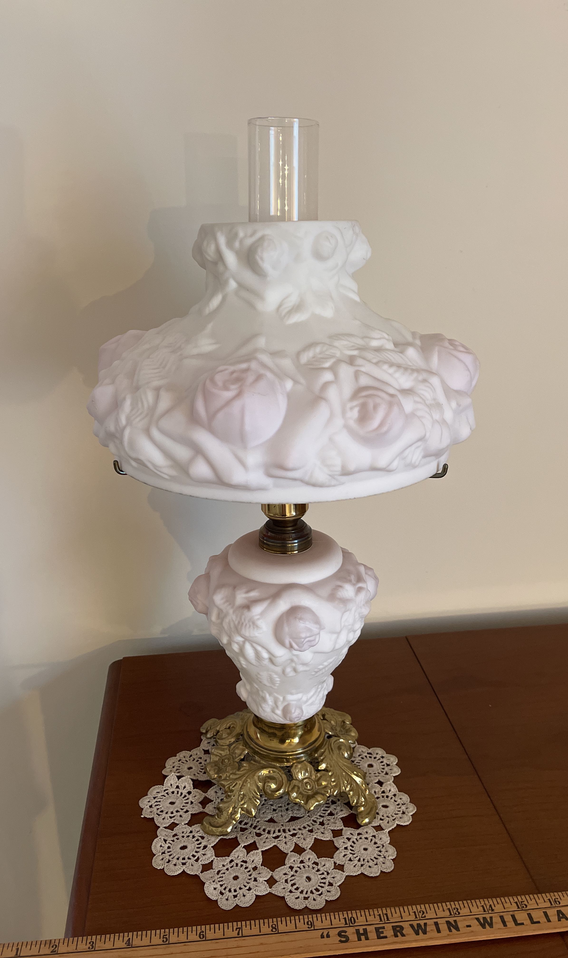 Milk Glass Hurricane Lamp