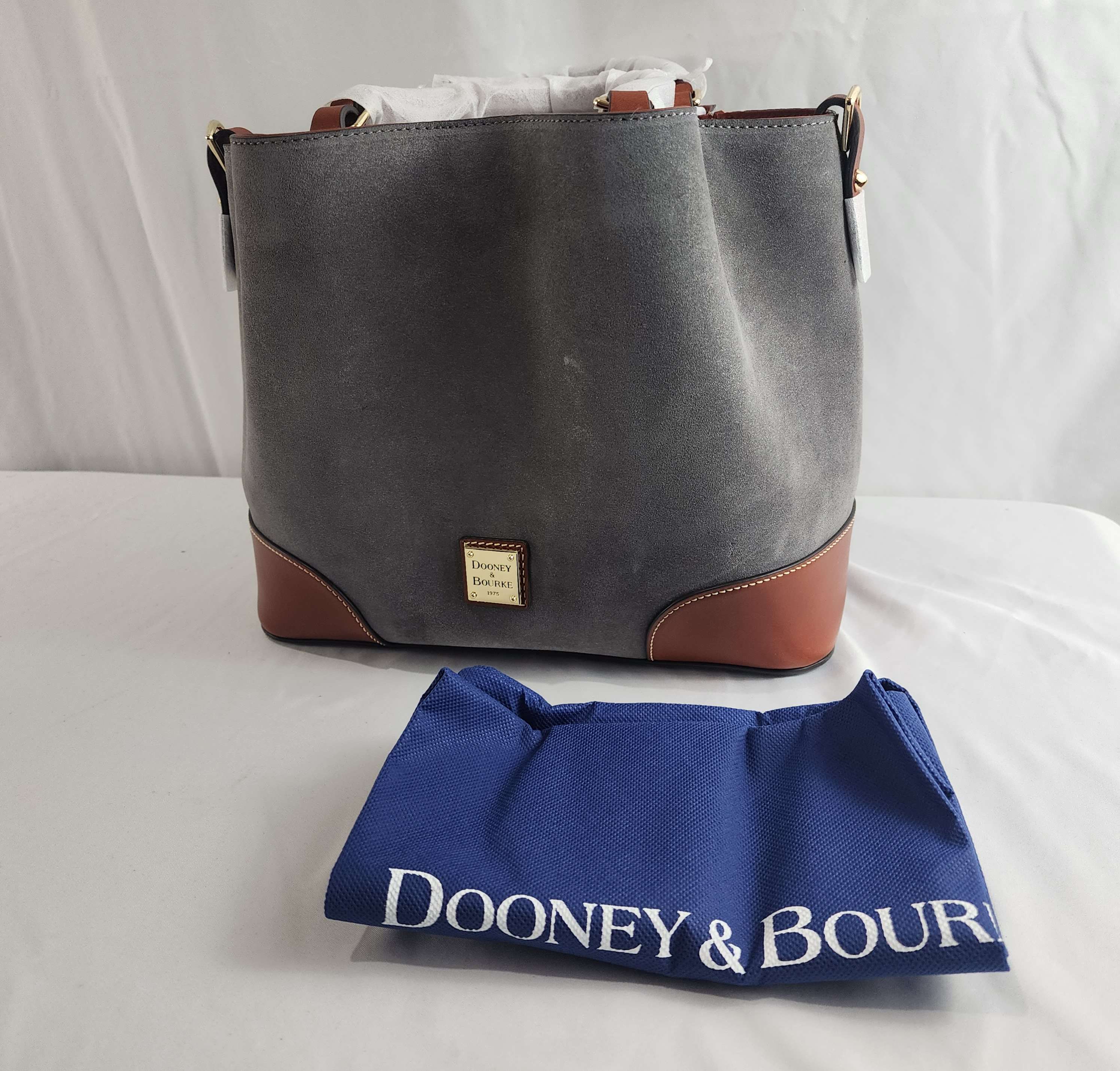 P189-Dooney-Bourke-Suede-Handbag-Grey