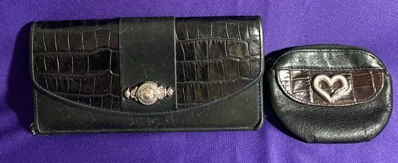 1990s Brighton Croc Embossed Leather Belt Ornate Cherub Buckle