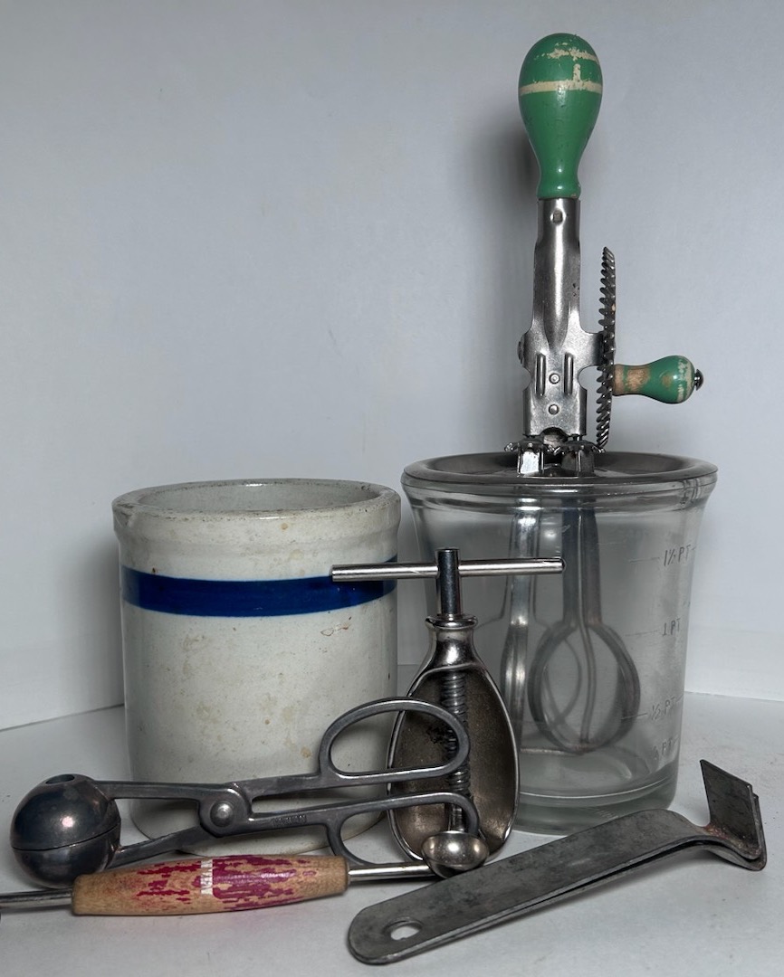Sold at Auction: Hand-crank glass food mixer