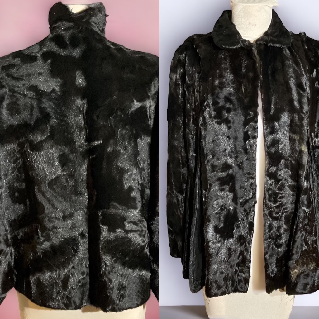 Cat Cardigan Sweater~Park Avenue Collection LV, NV Removable faux fur  collar VTG