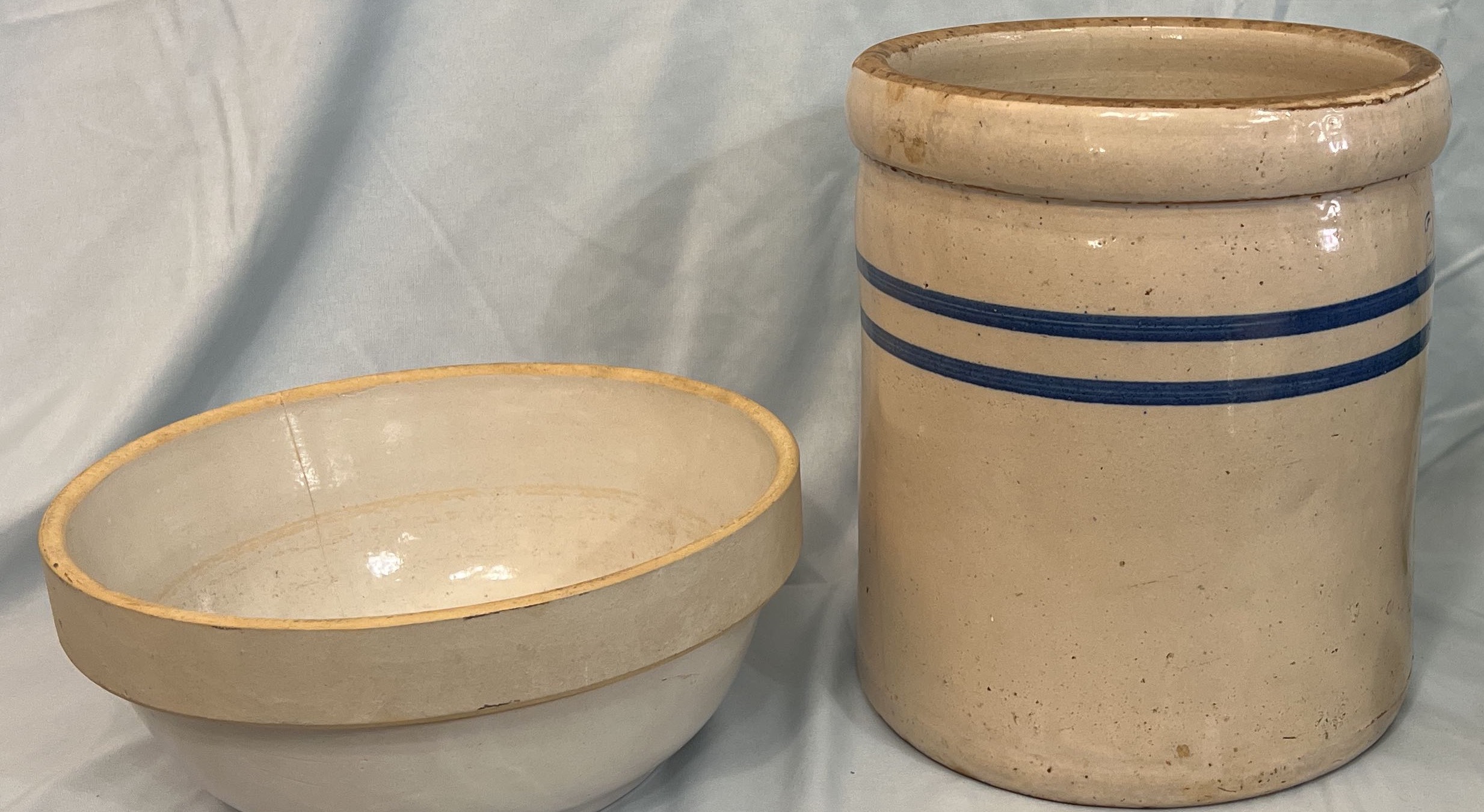 Martinez Pottery Heritage Blue Stripe Stoneware Mixing Bowl - 14