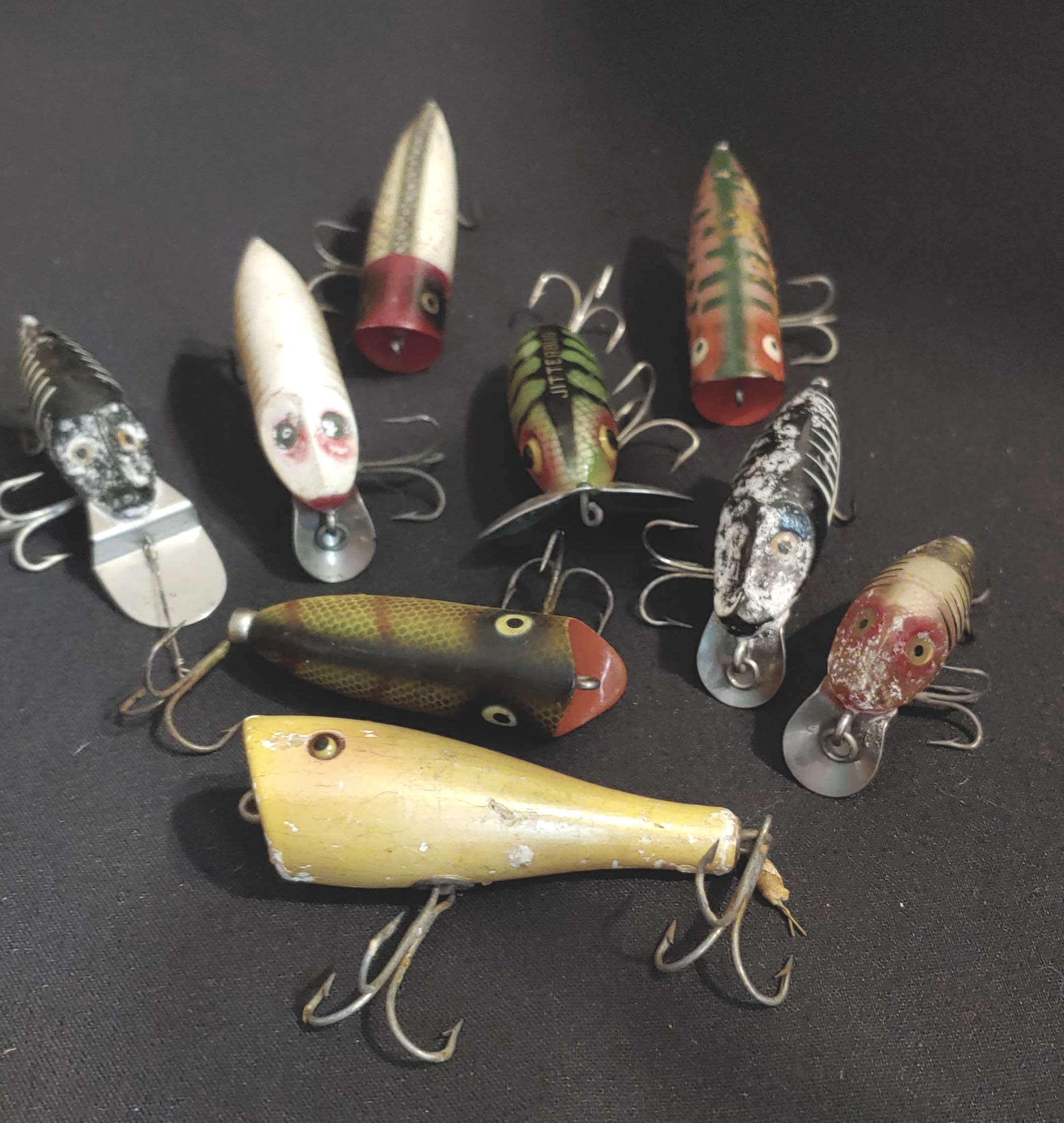 7) Vintage Unknown Popper Top Water Fishing Lures Lot of 7