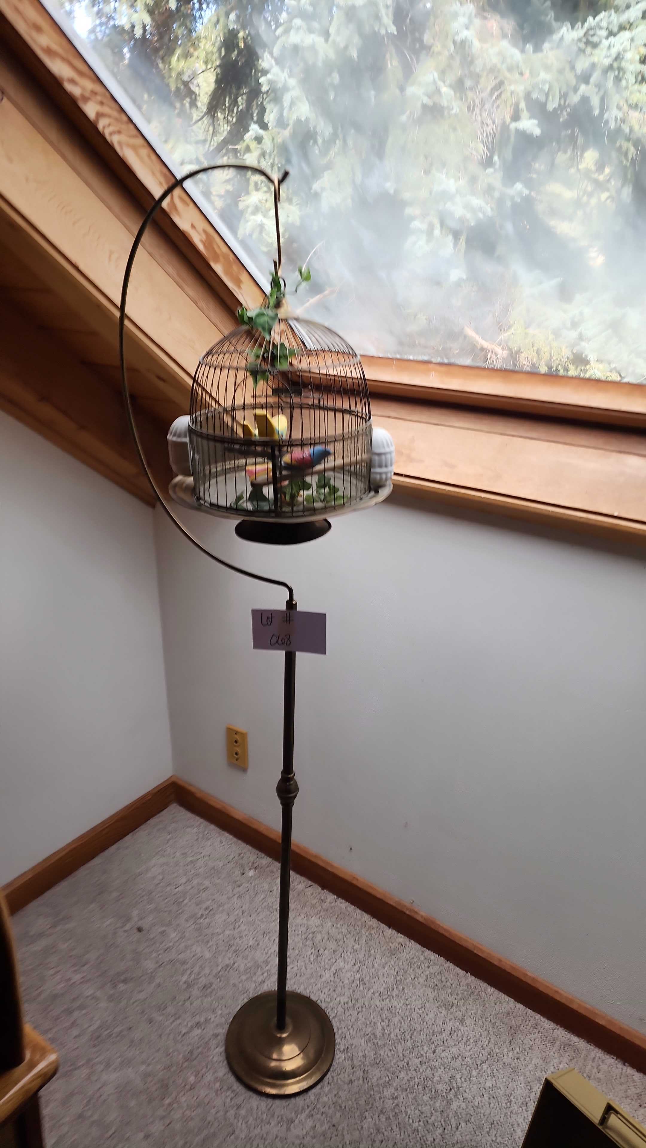 Antique-Brass-Hendryx-Floor-Standing-Birdcage