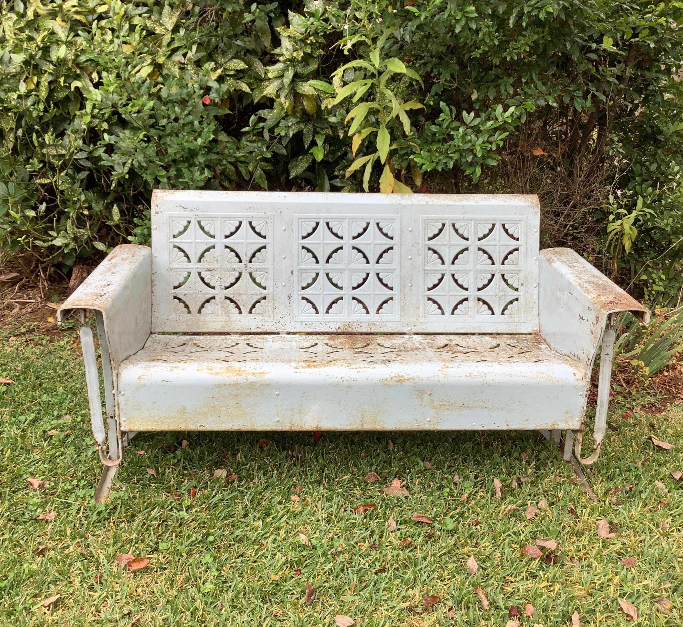 Vintage MCM Starburst Glider Bench