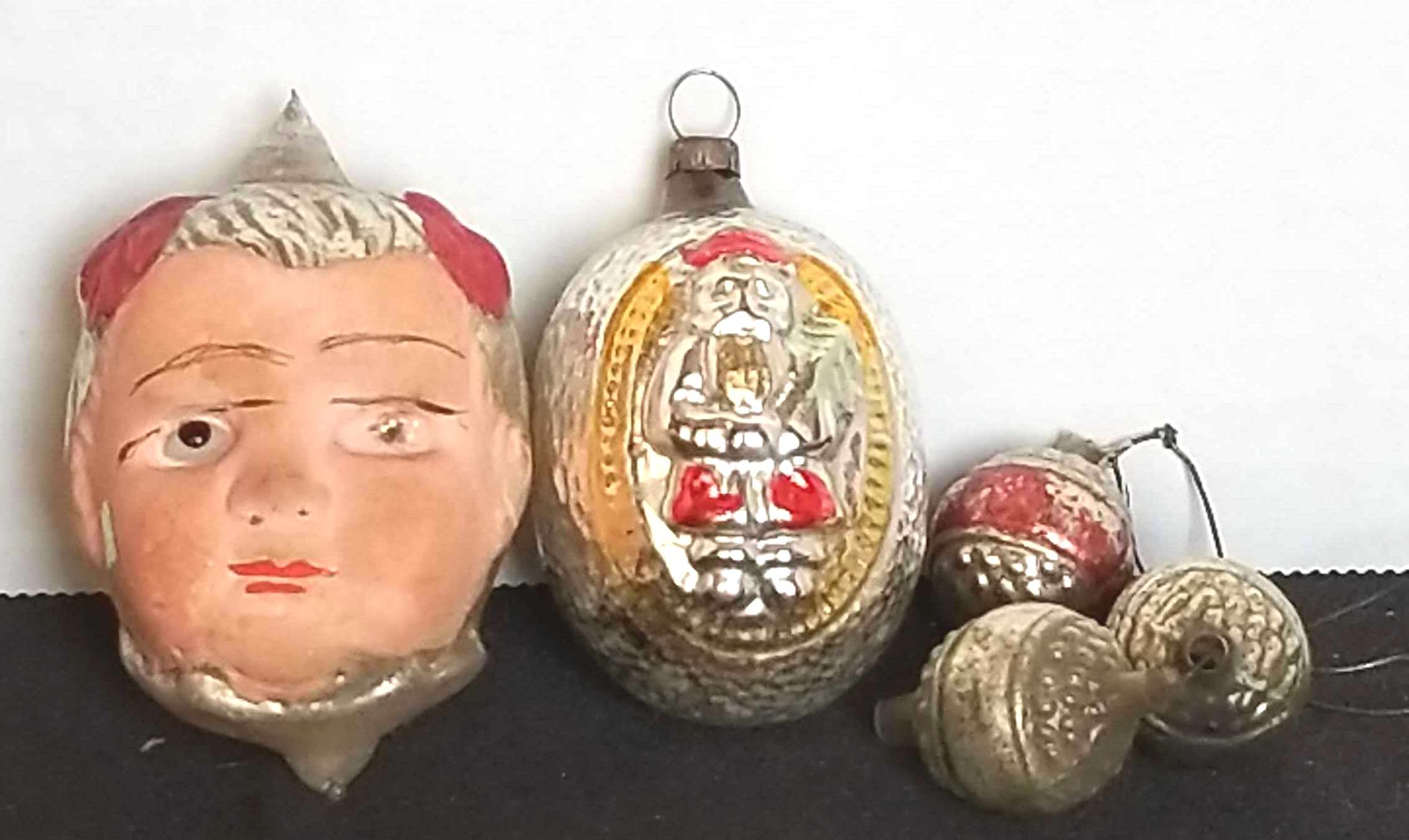 Vintage 1950's West German Glass Coffee Pot Christmas Ornaments