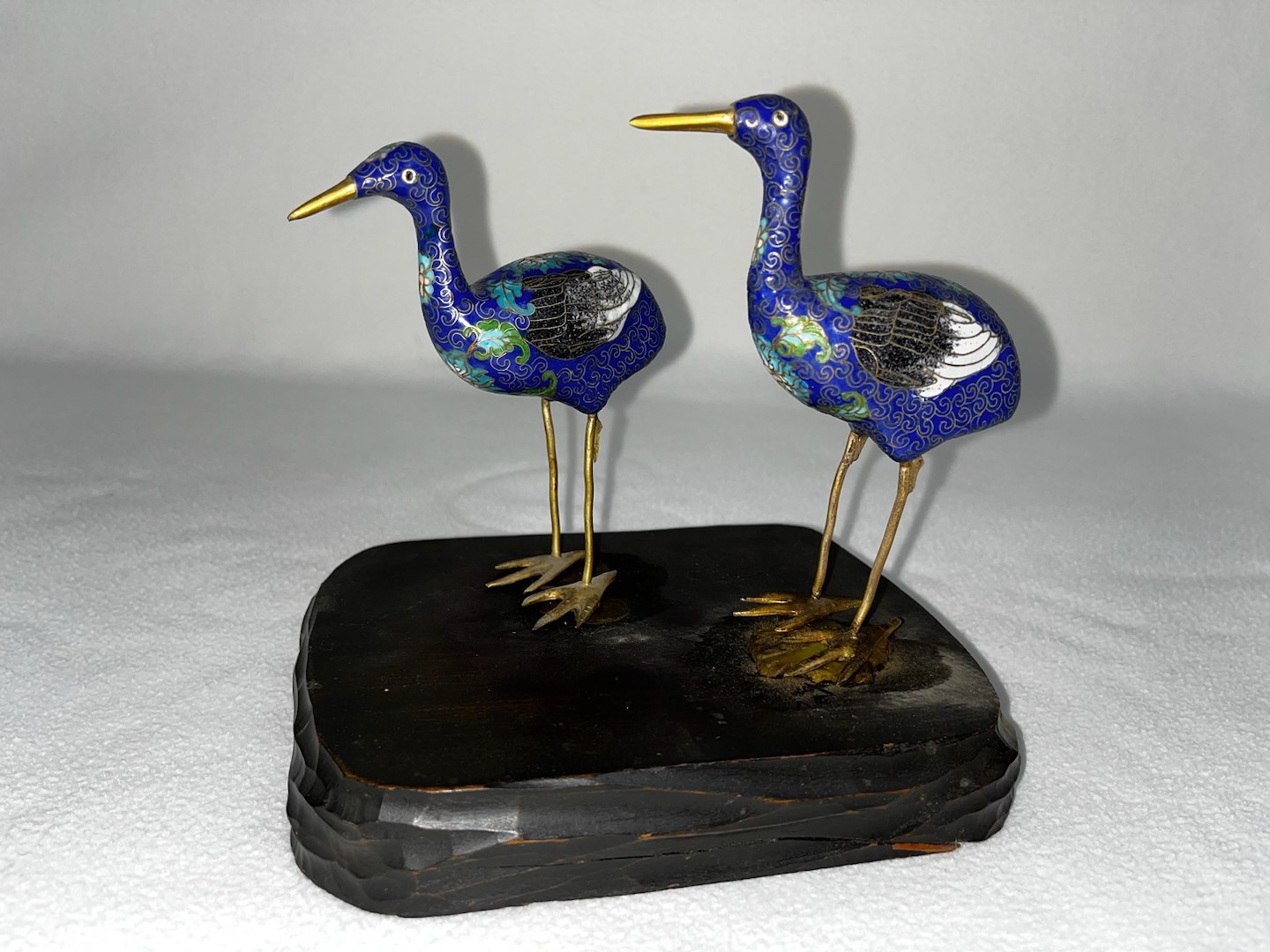 Chinese Pair Cloisonne Bird Figurines c 1950 - Ruby Lane