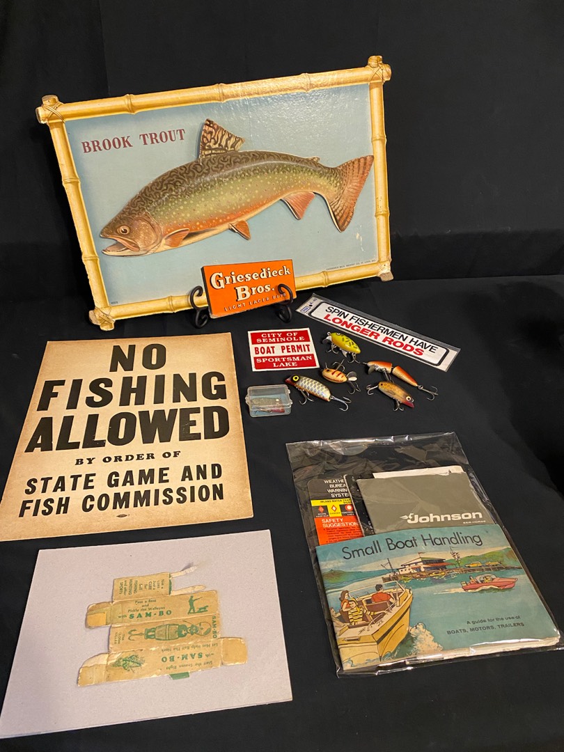 Vintage Fishing for Brook Trout Shadow Box Wooden