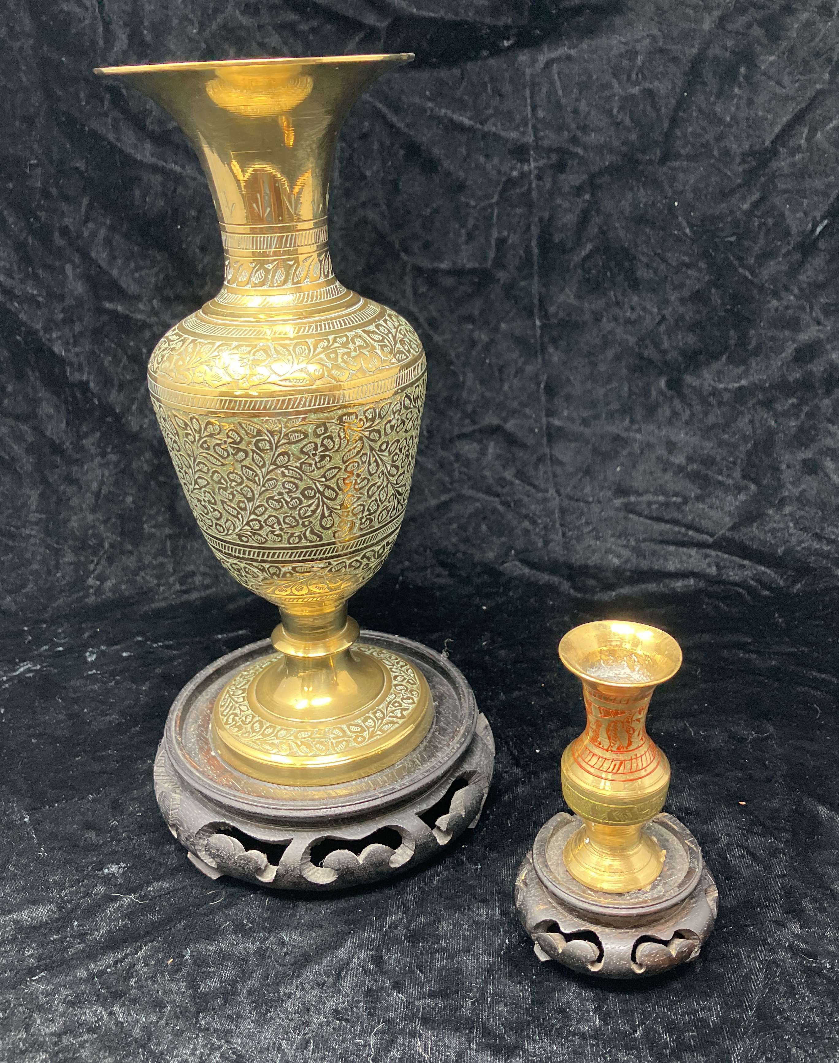 Vintage-Etched-Brass-Vases
