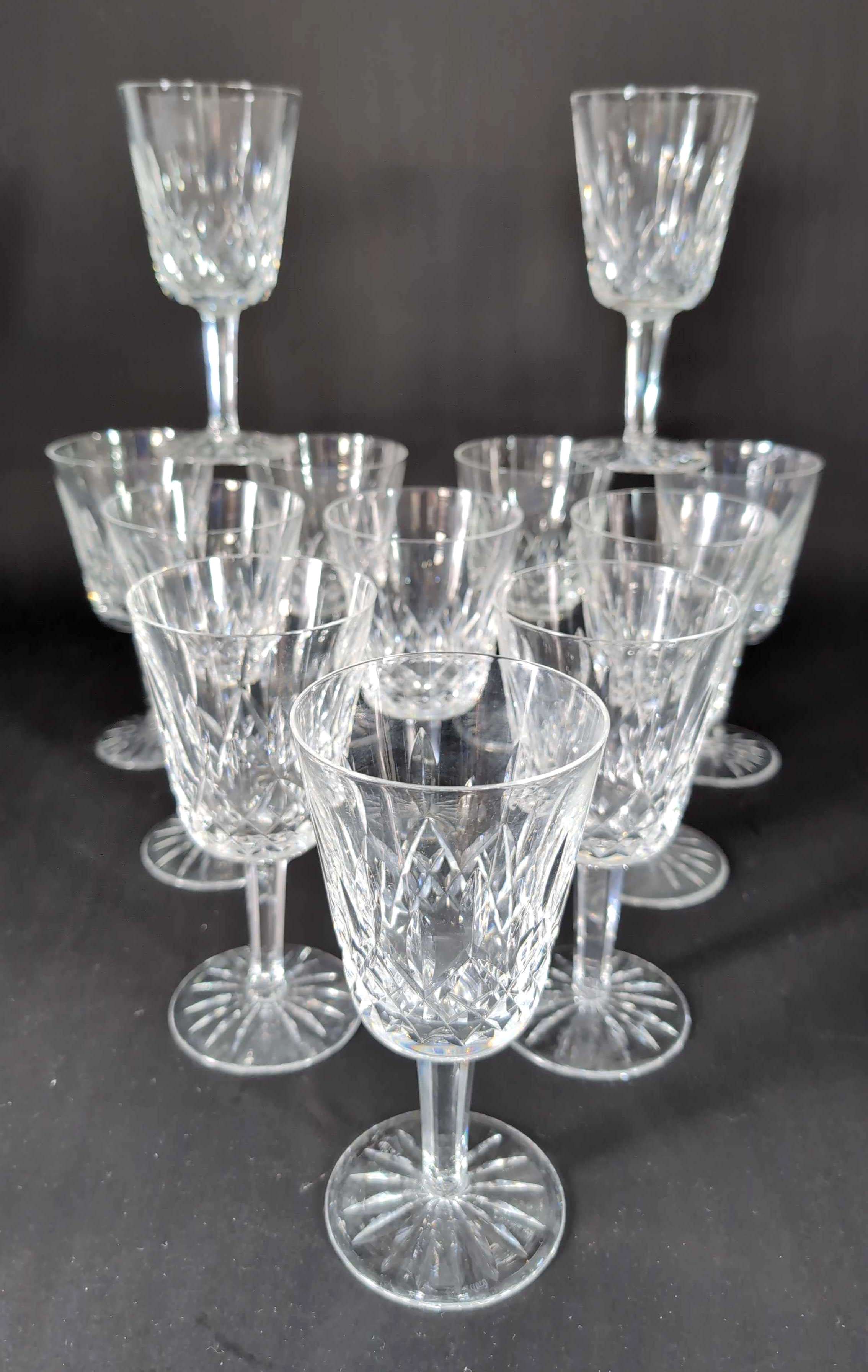 12 Classic Waterford Lismore Crystal Goblets