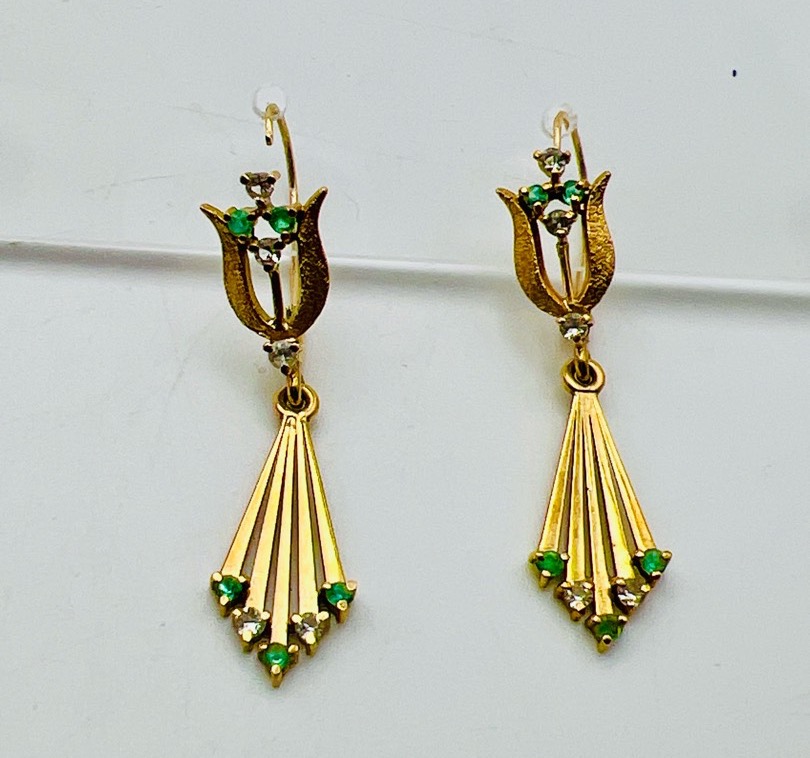 Shining-14K-Gold-Art-Deco-Earrings