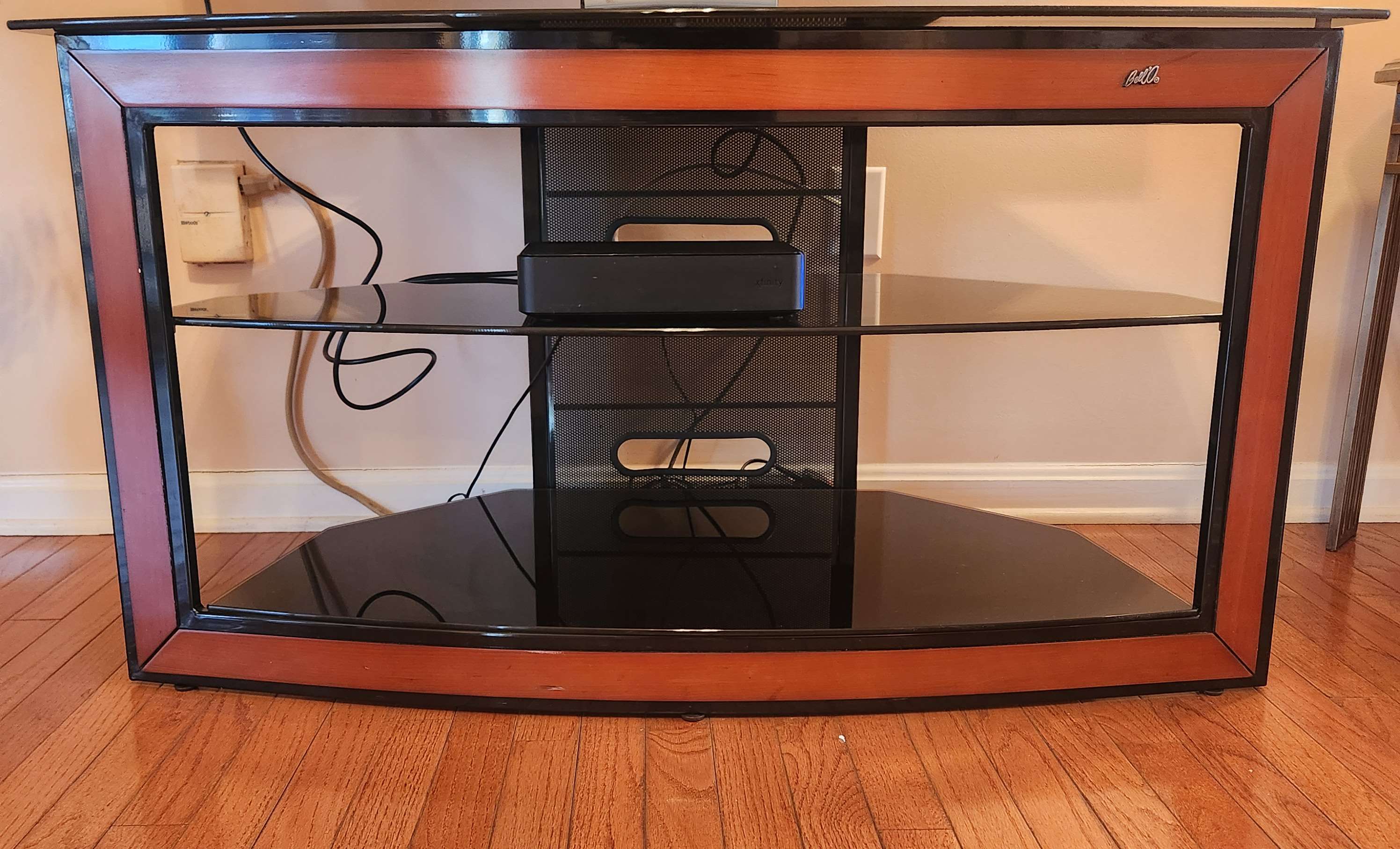 Bello tempered online glass tv stand