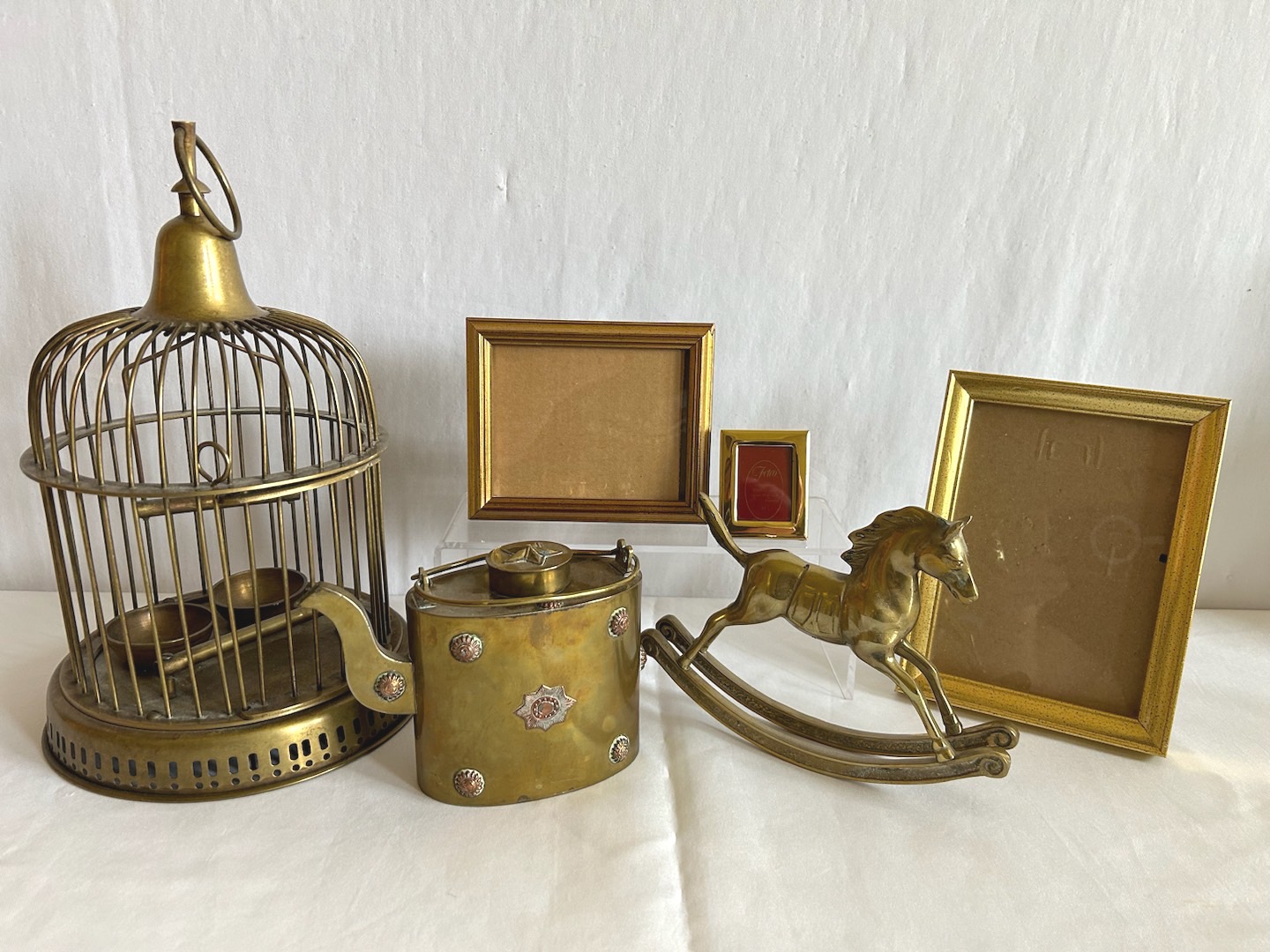 Bird, Vintage 196s Rare Brass Bird Cage With 2 Brass Cups And A Swing What  A Deal