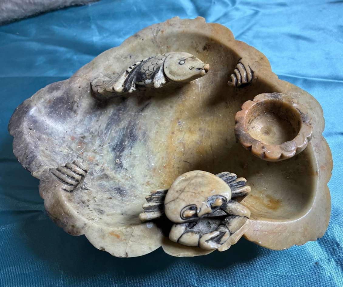 Photo of item: Chinese Hand-Carved Soapstone Shallow Bowl