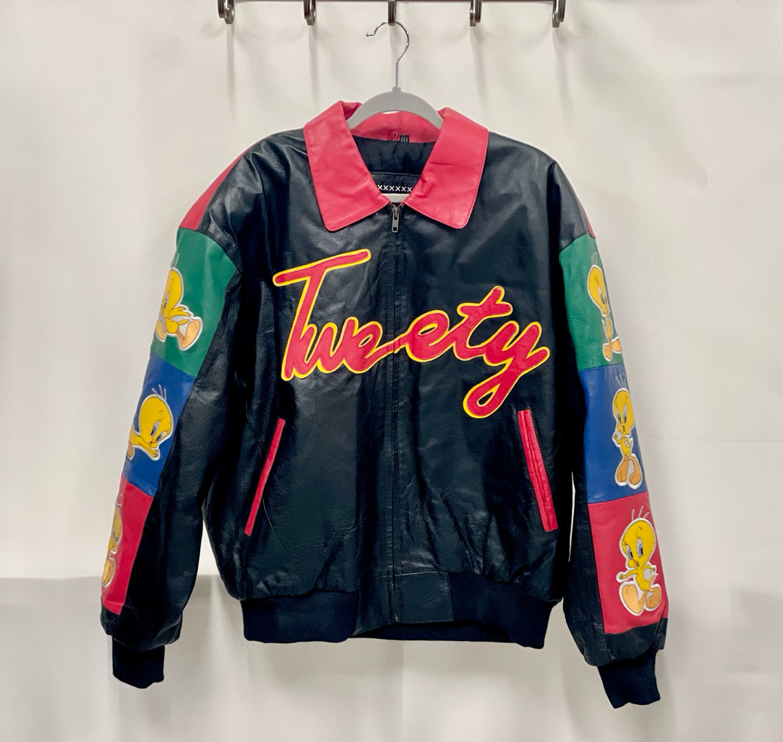 Vintage-Classic-Leather-Looney-Tunes-Tweety-Jacket-Sz-XL