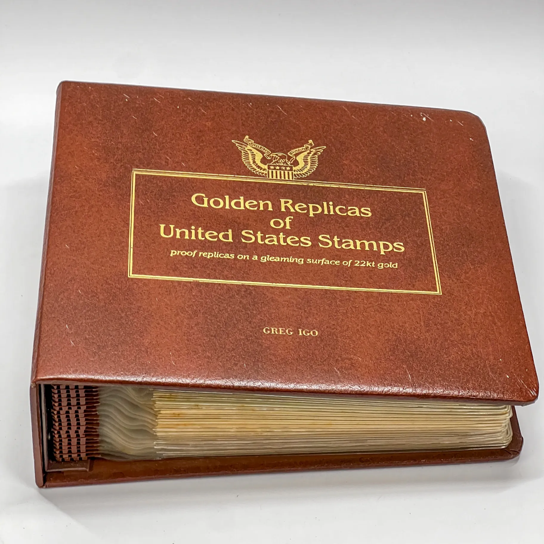Golden-Replica-U-S-Stamp-Collection-Album-22kt-Gold-Plated-First  display picture 1