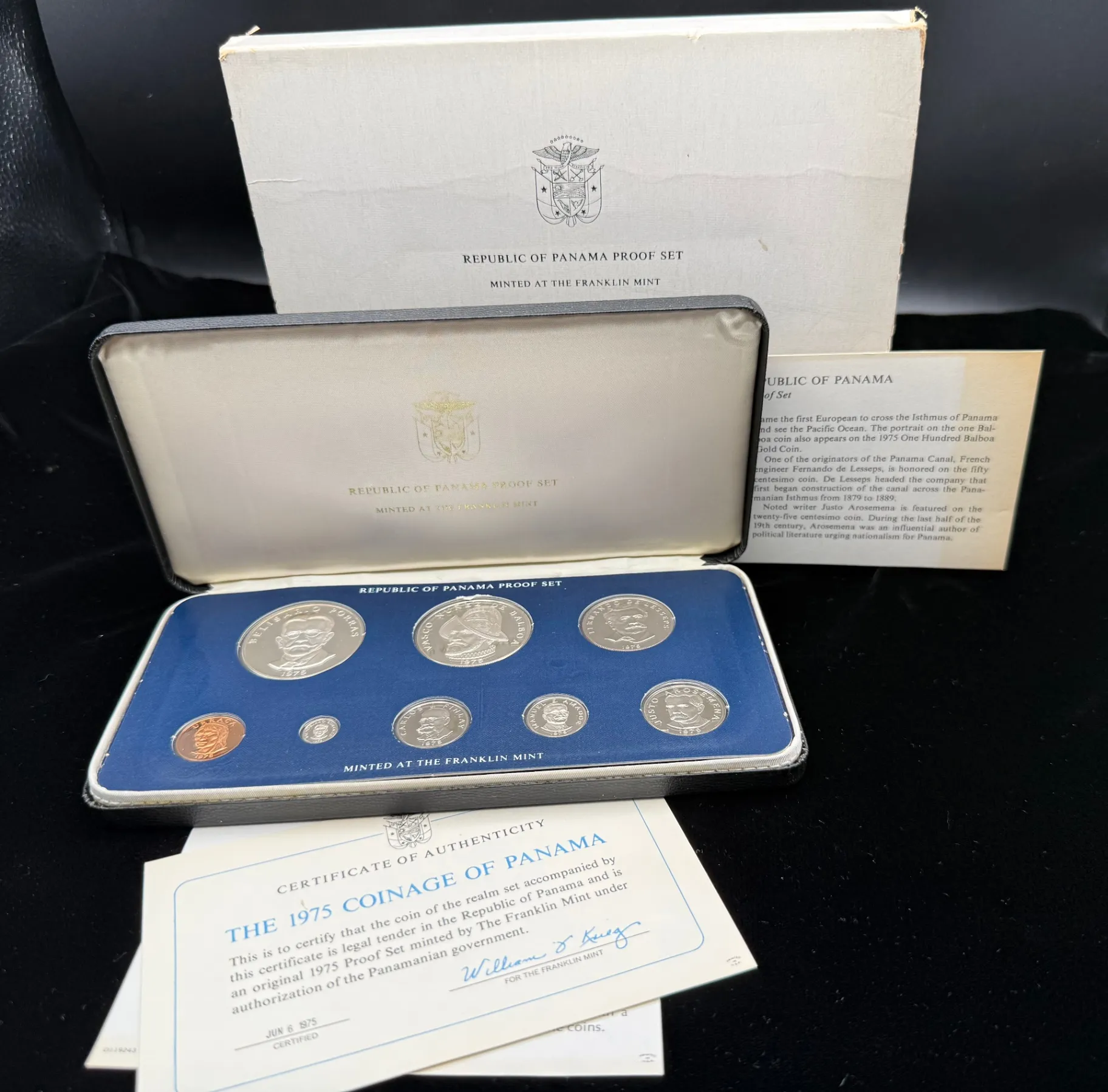 【希少・極美品】パナマ植民地時代 歴史写真集 Colonial Panama 1975-Panama-Silver-Proof-Set-Franklin-Mint-9-Coin-Set-With-COA